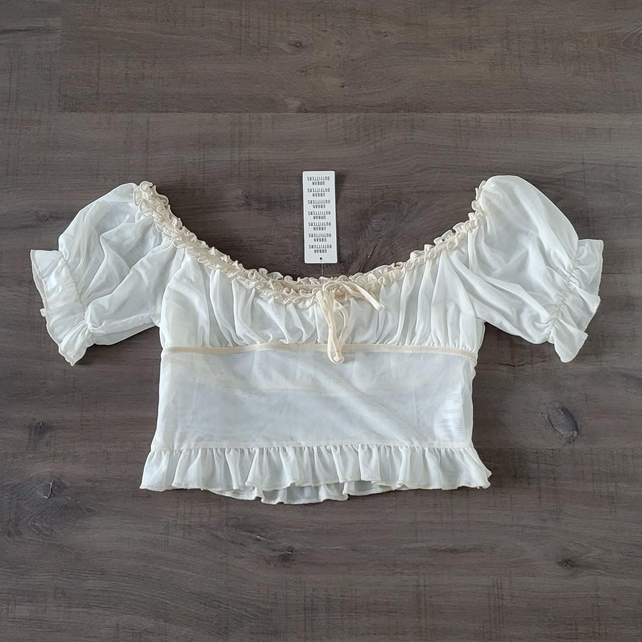 Urban Outfitters Women's White and Cream Blouse | Depop