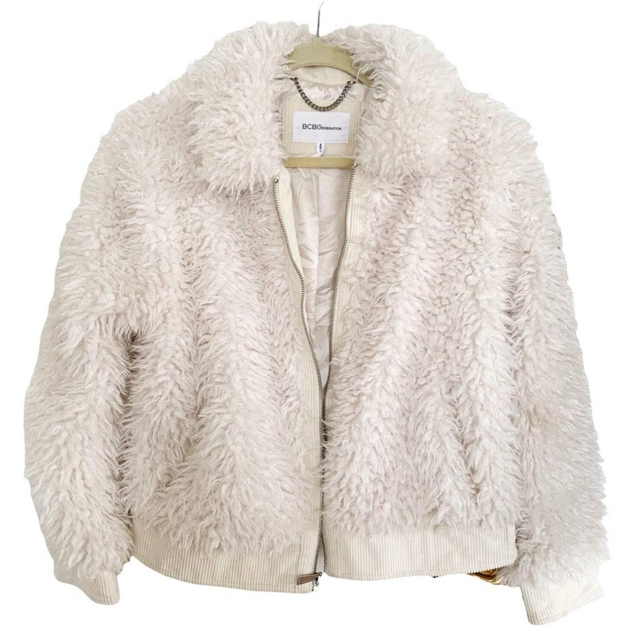 Cream faux fur bomber on sale jacket