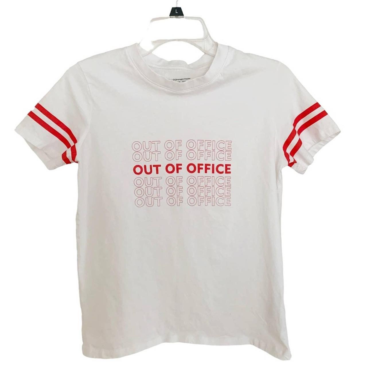 French Connection Women's White and Red Tshirt Depop