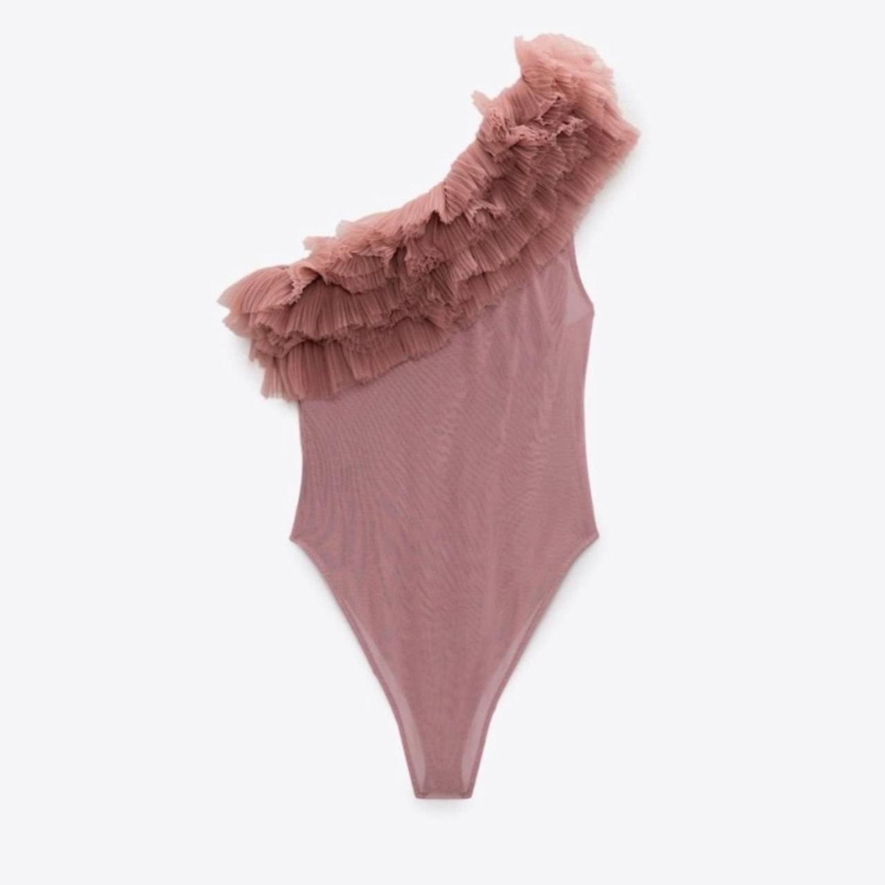 Zara Ruffle buy Tulle & Ribbed Bodysuit