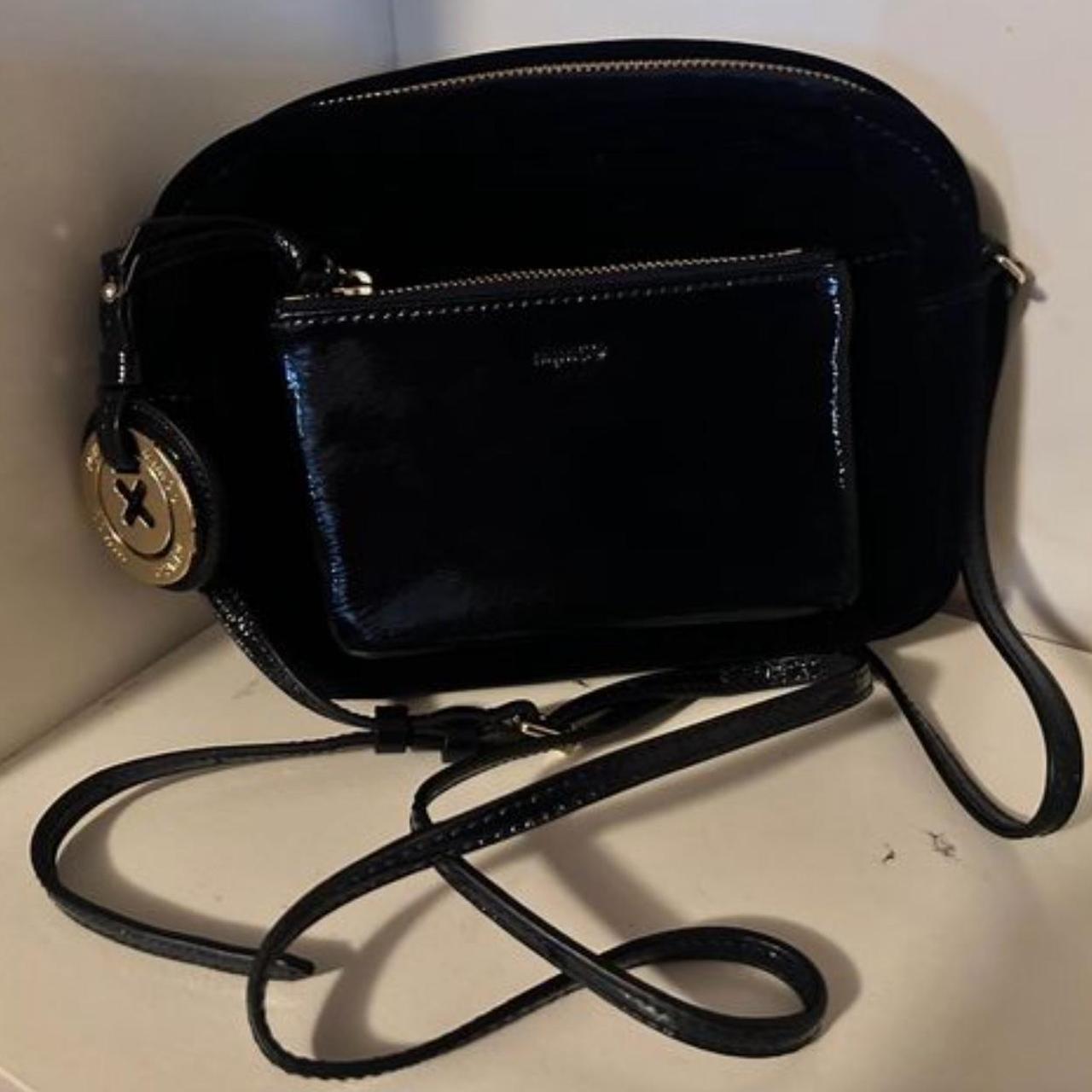 Mimco Navy Blue Patent Leather & Velvet Bag. Gold... - Depop