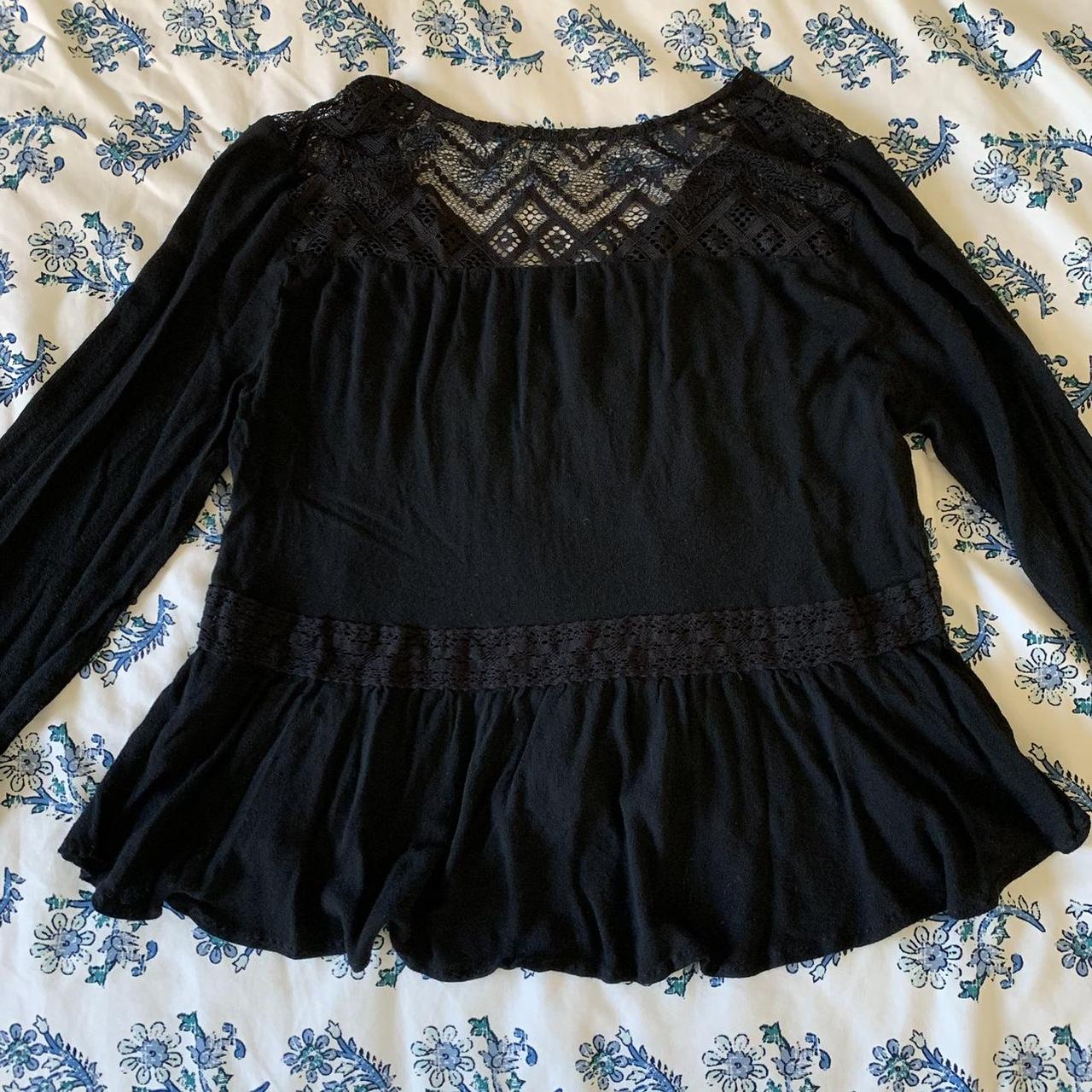 Black free people shirt. Button up lace detailing.... - Depop