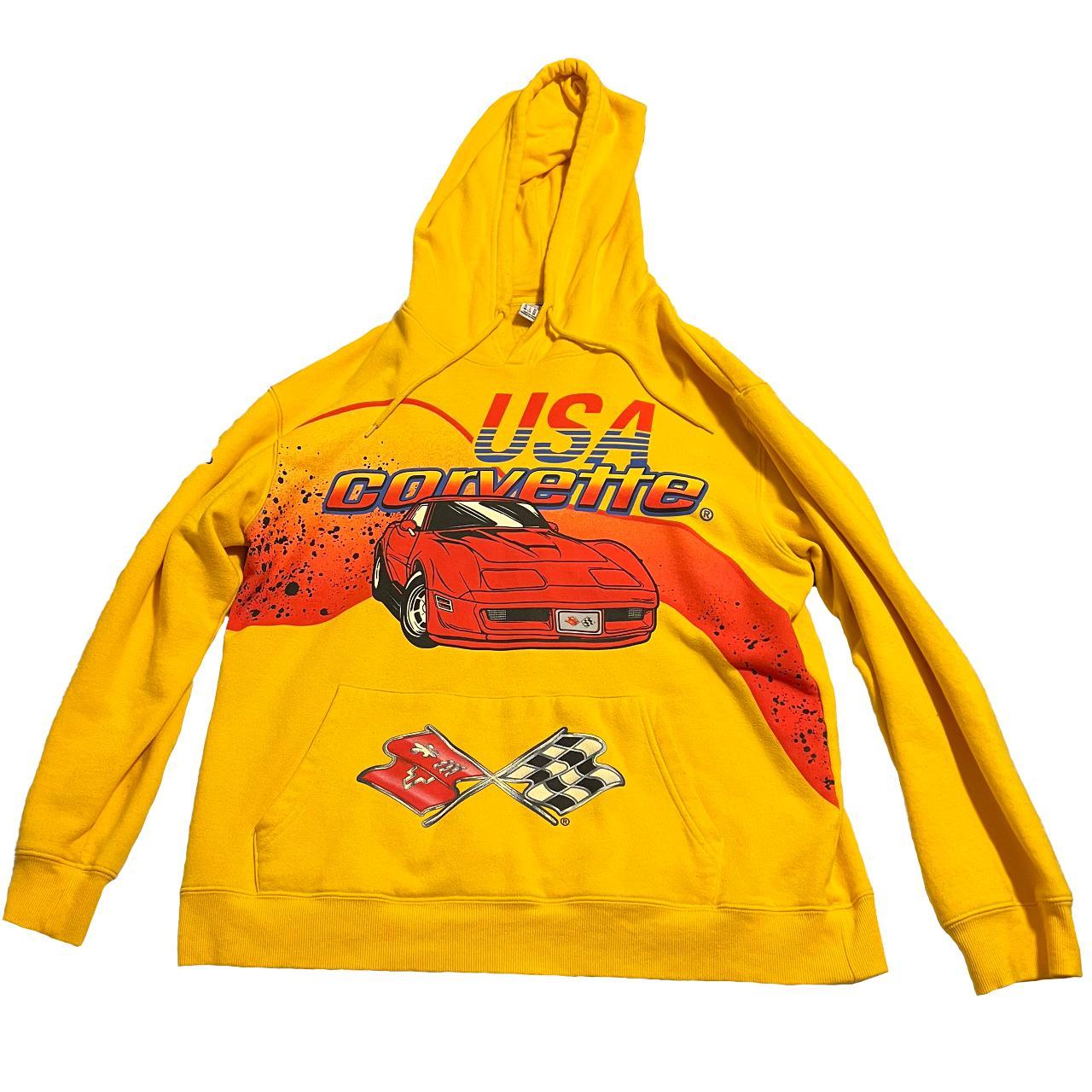 authentic yellow corvette hoodie size large good