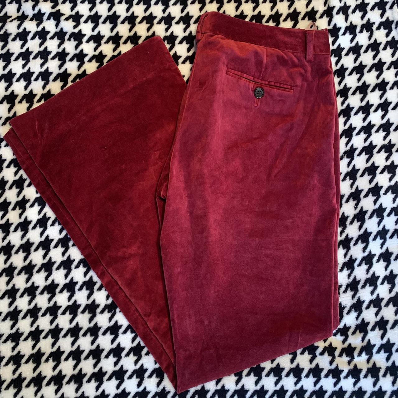 Red velvet-flare-pants - Depop