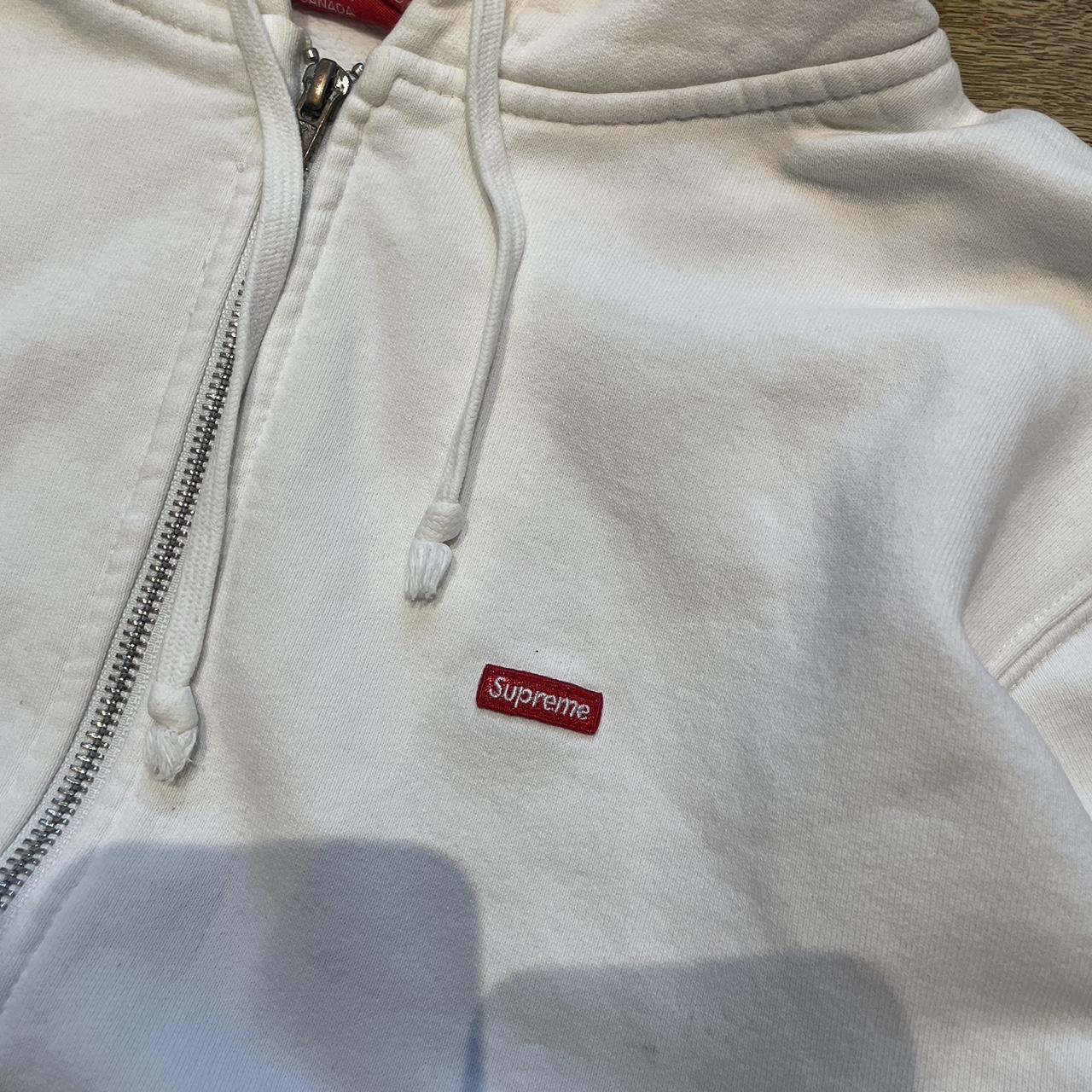 White Supreme Zip Up Hoodie Size Large