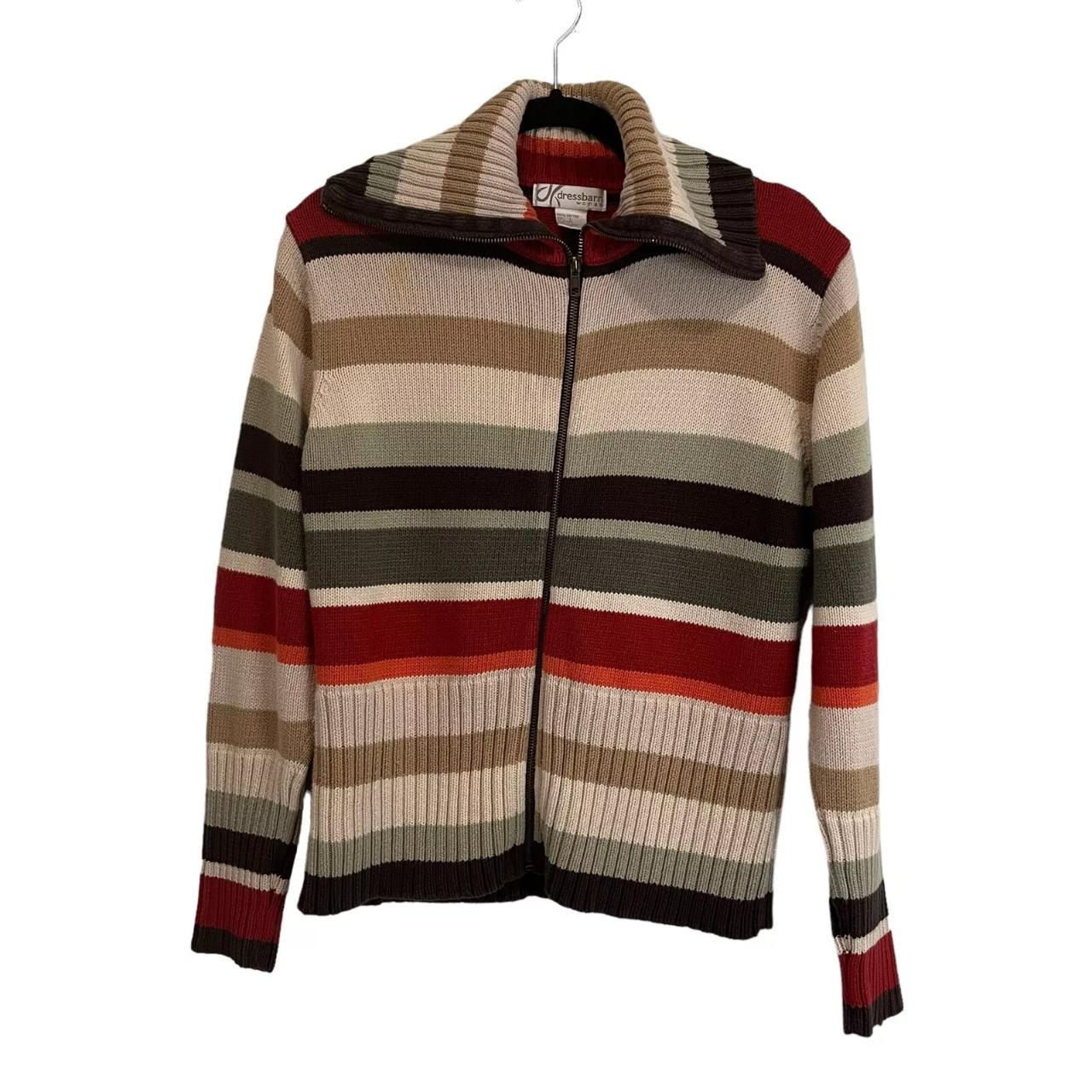 Dressbarn Striped Multicolor Full Zip Mock Neck. Depop