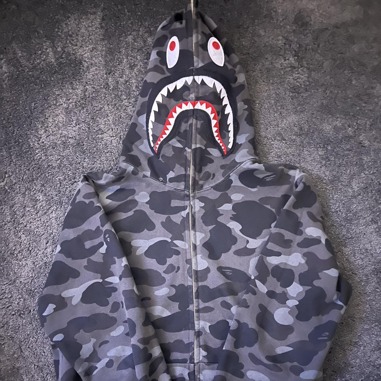 Bape Color Camo Shark Full Zip Up Hoodie Black Size. Depop