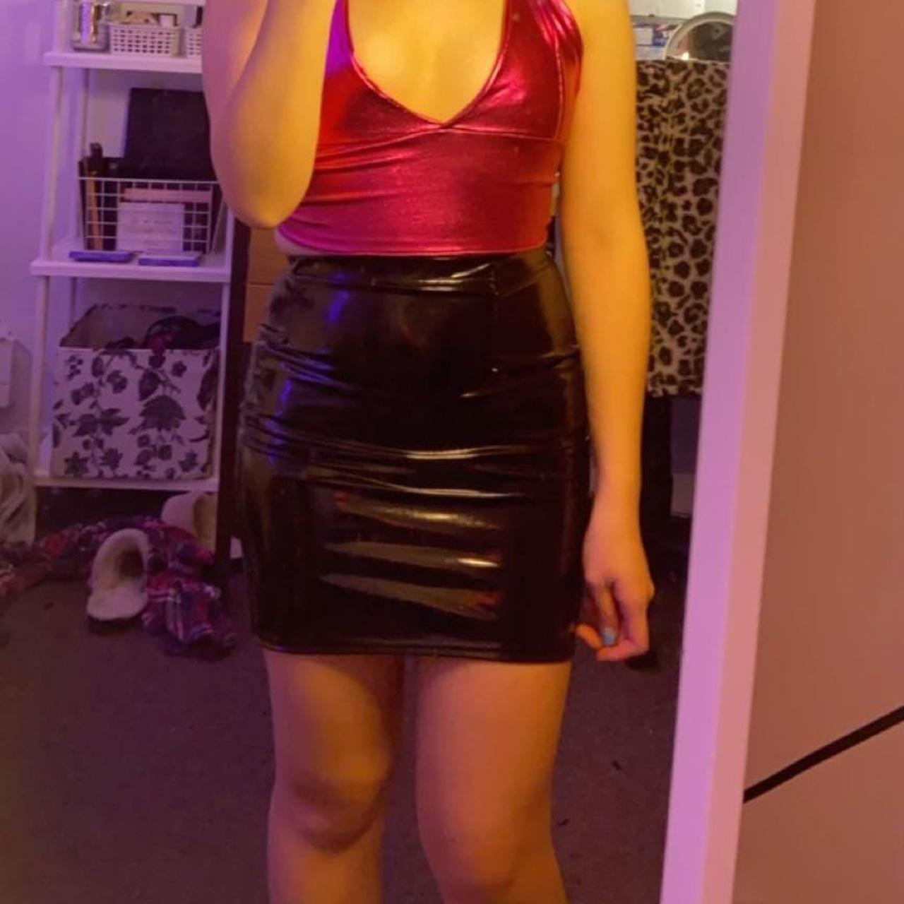 Pretty little thing black PVC mini skirt Perfect