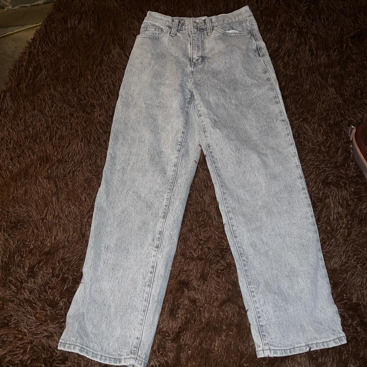 Girls Grey Acid Wash Straight Jeans