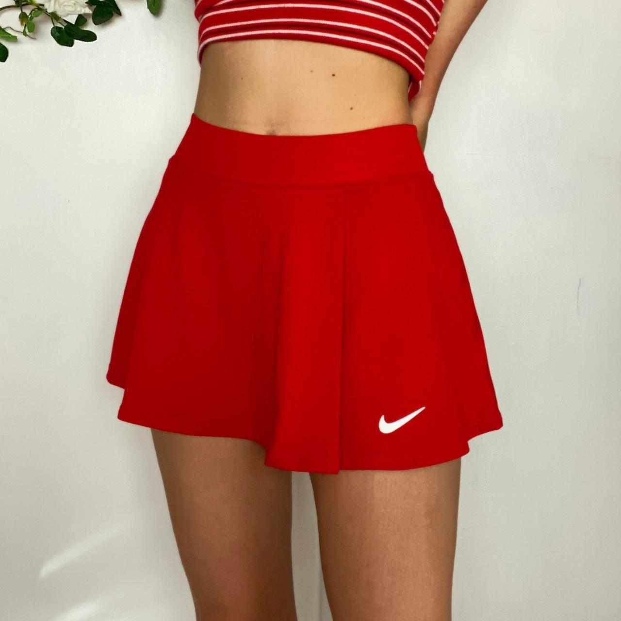 Nike Women S Red And White Skirt Depop