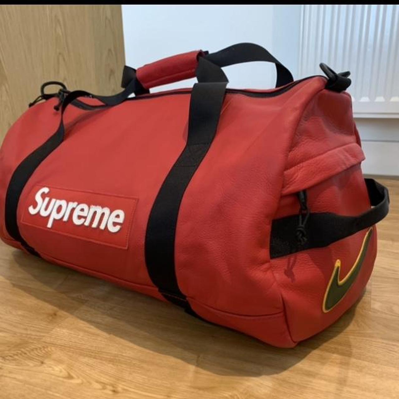 Supreme FW19 Nike Leather Duffle Bag Red, Brought...