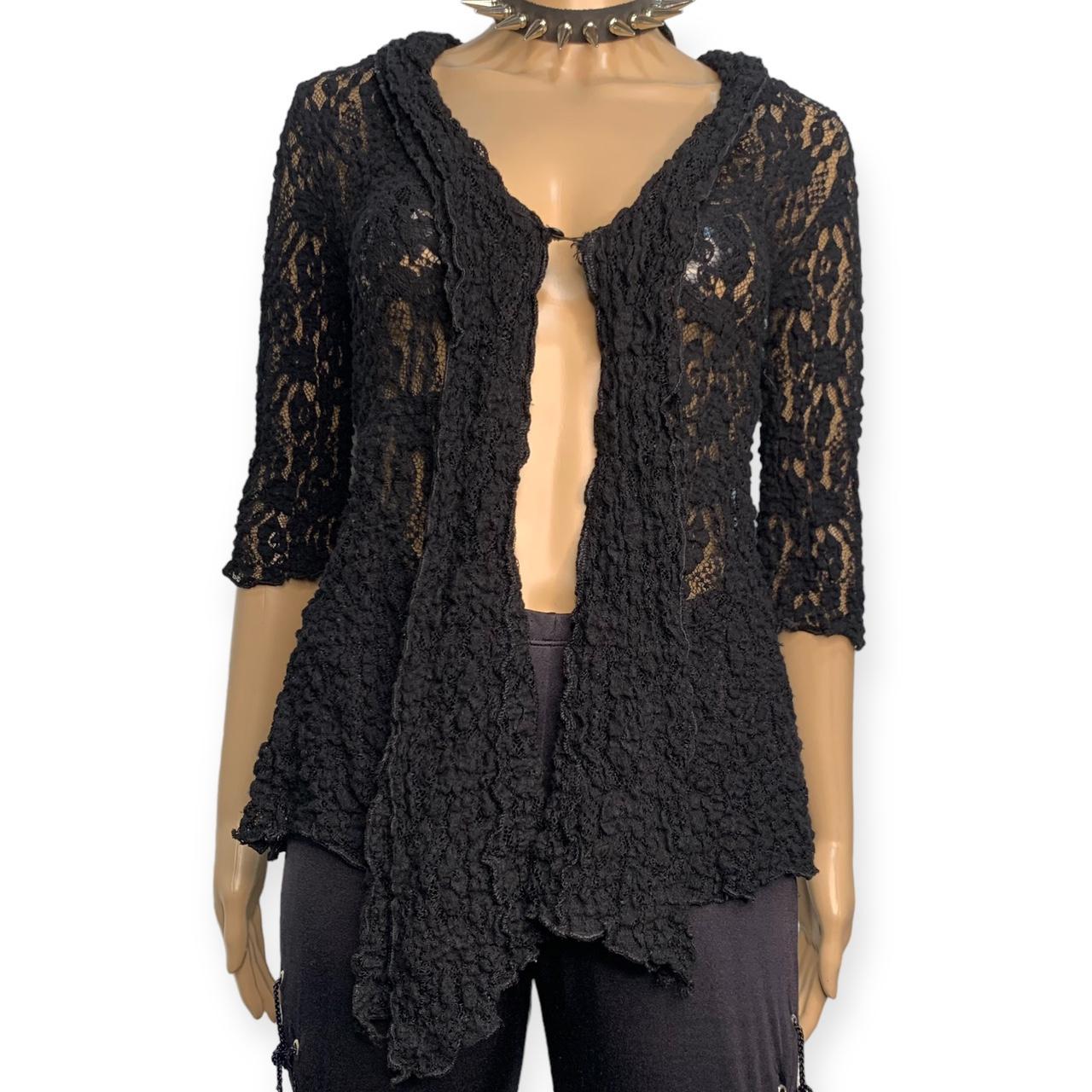 Vintage Lace Cardigan Black lace cardigan top from... - Depop