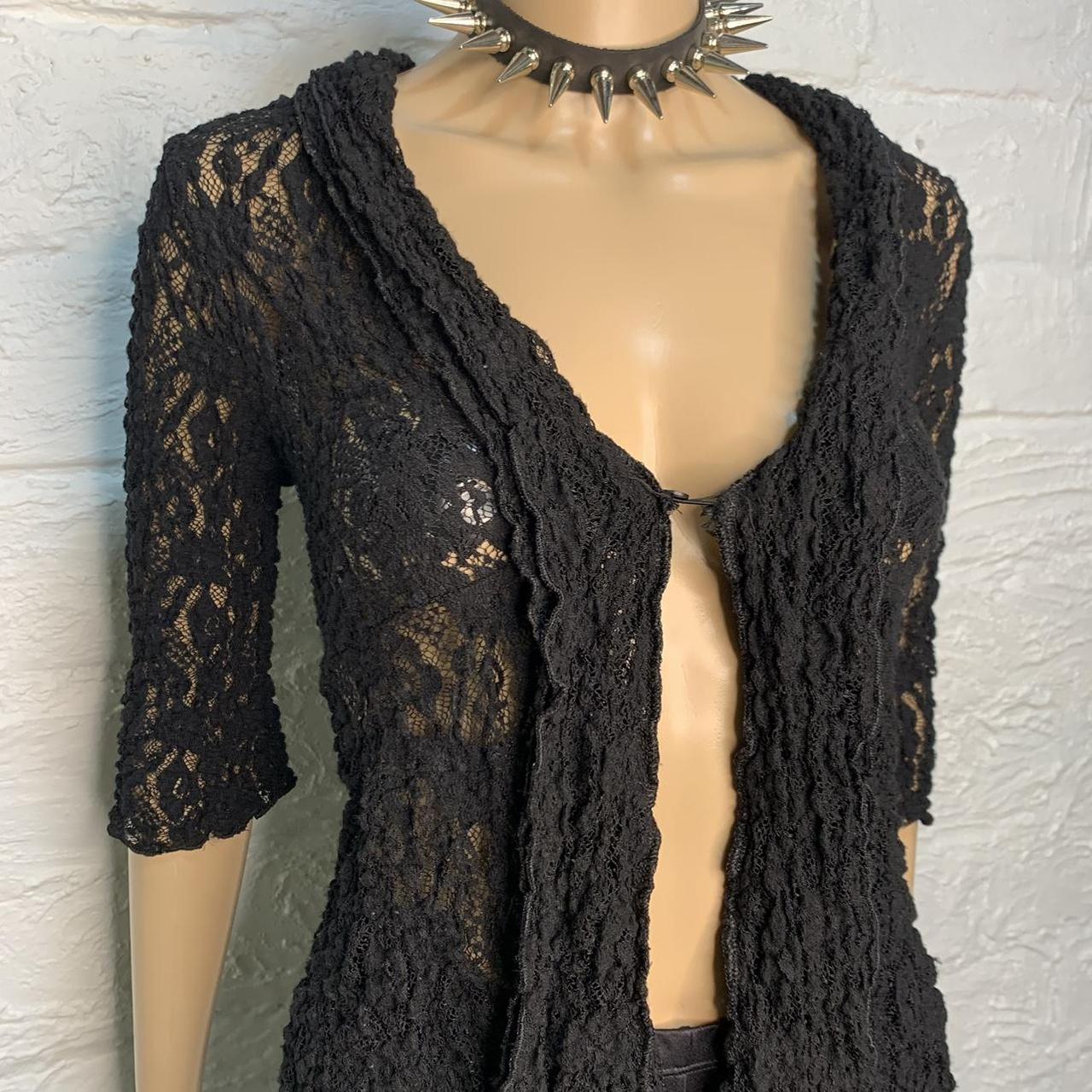 Vintage Lace Cardigan Black lace cardigan top from... - Depop