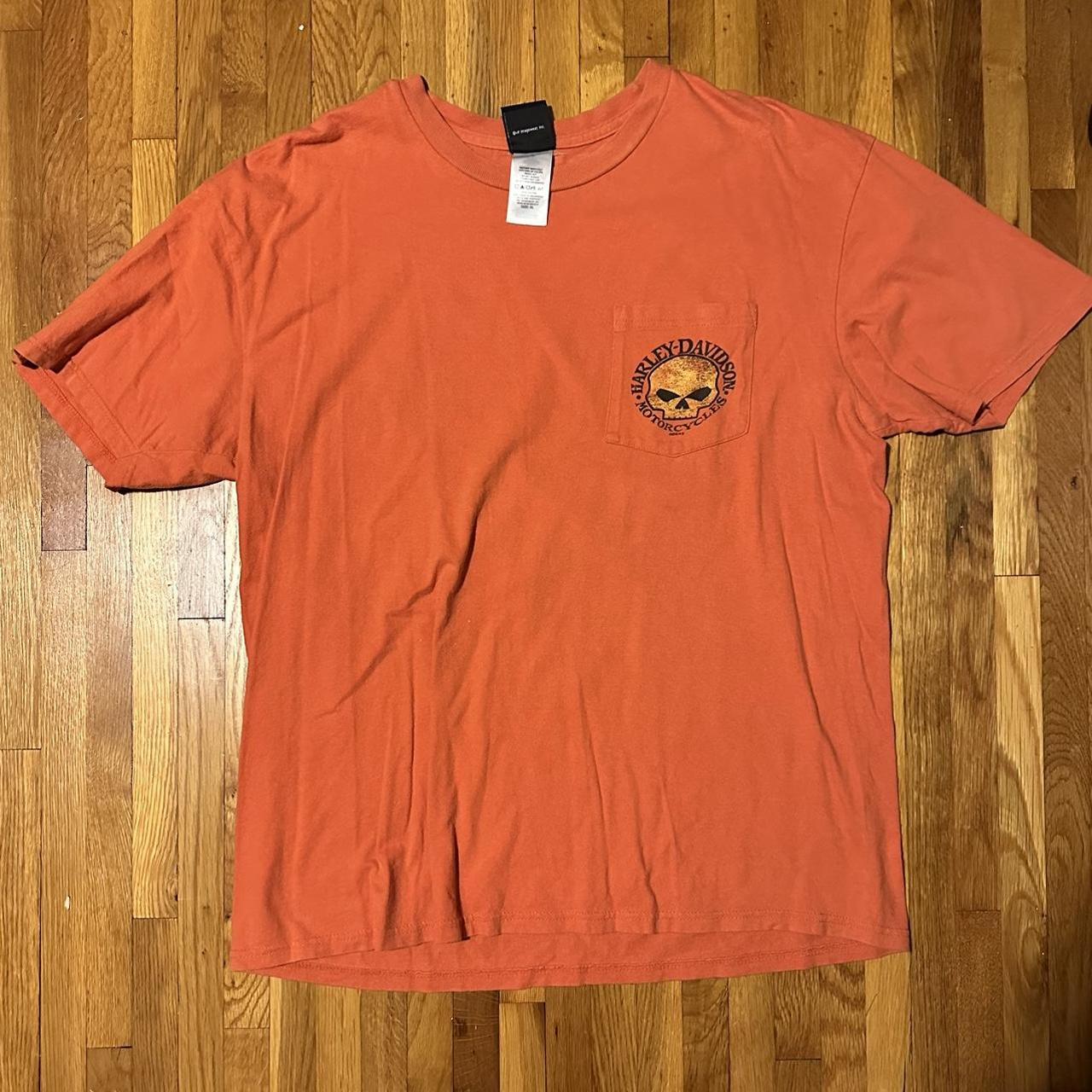 Harley Davidson Men's Orange T-shirt | Depop