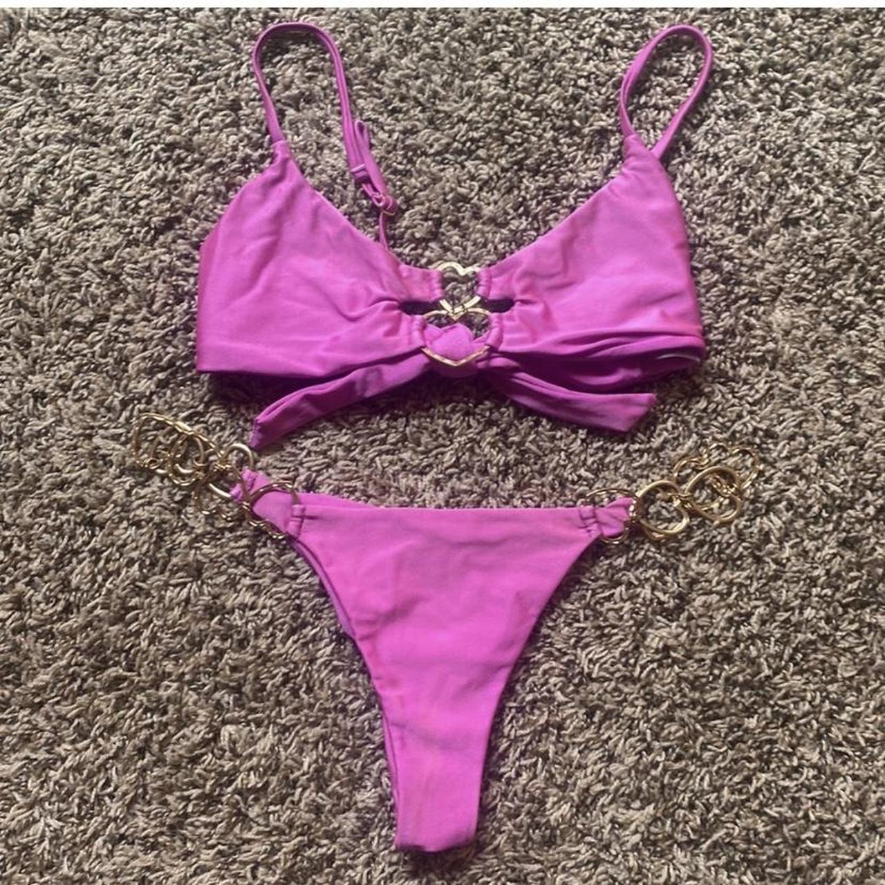 Beach Bunny Pink Heart Bikini Set Top Is A Small Depop