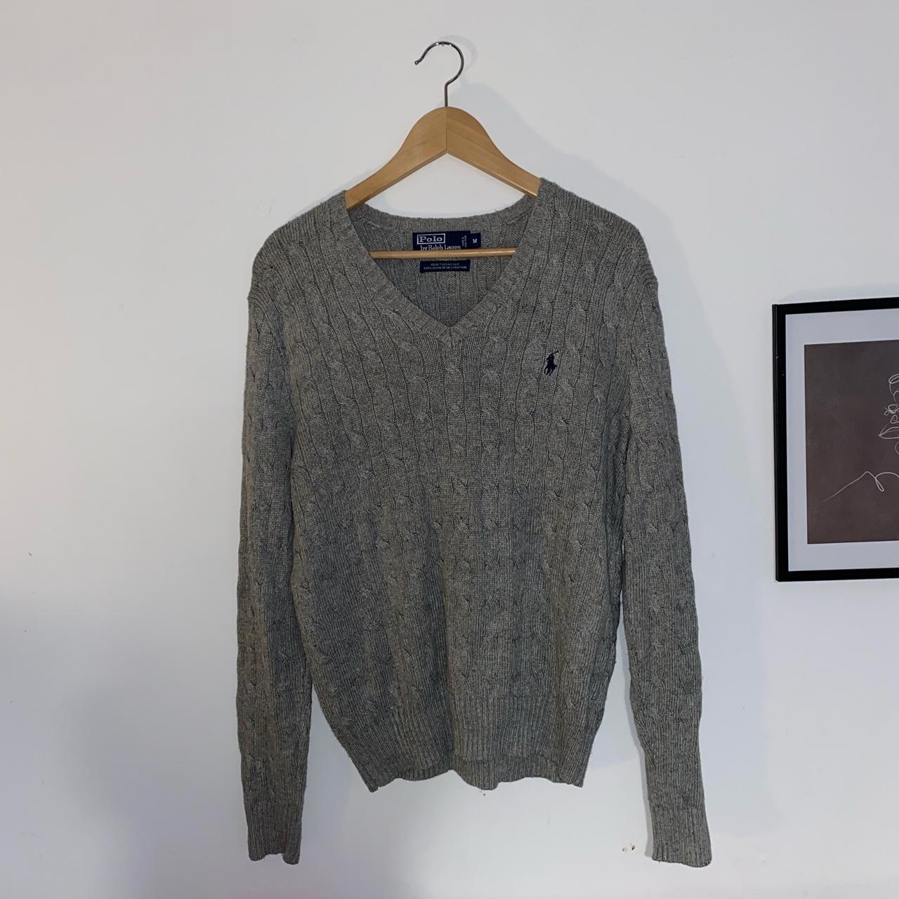 Polo Ralph Lauren Men's Grey and Black Jumper | Depop