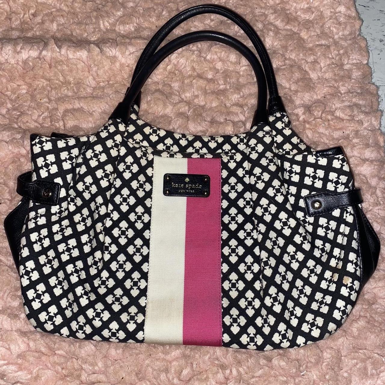 Kate spade black hot sale white and pink purse