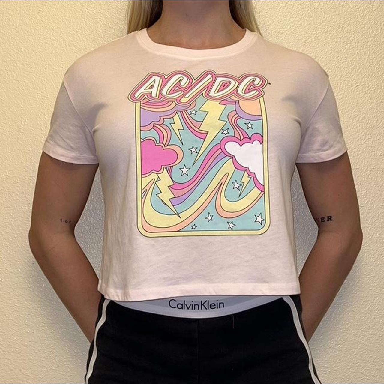 Pink AC/DC Merch Top - Size Small Great Condition -... - Depop