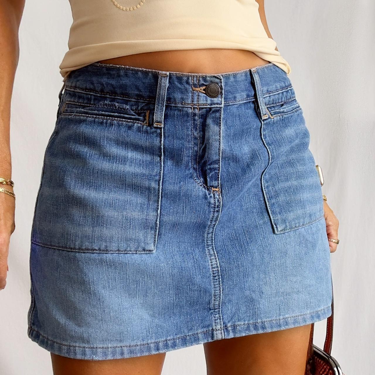 American eagle 2024 jean mini skirt