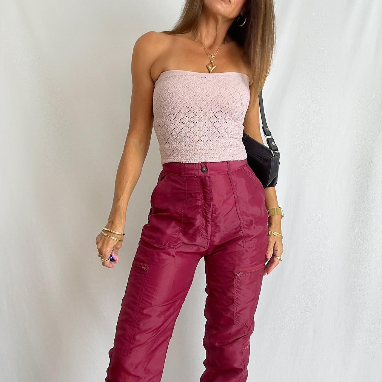 Vintage 80s burgundy parachute pants , Crazy ultra...