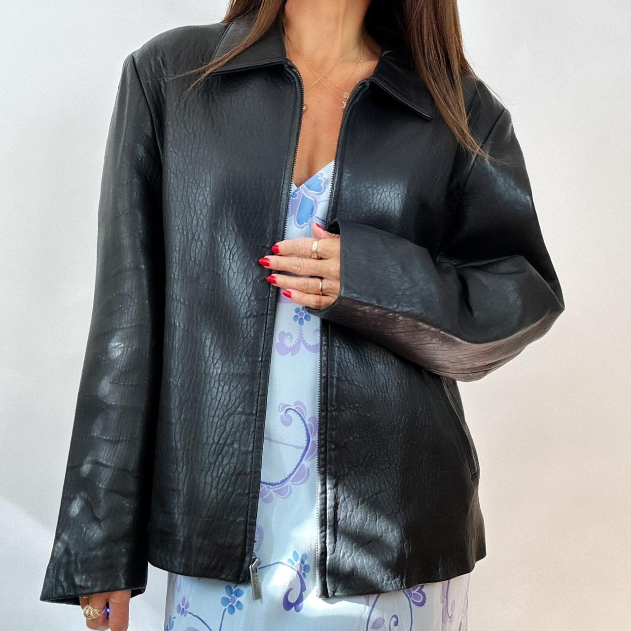Women's Fashion 90s Leather Jacket Oversized Leather Bomber Jacket