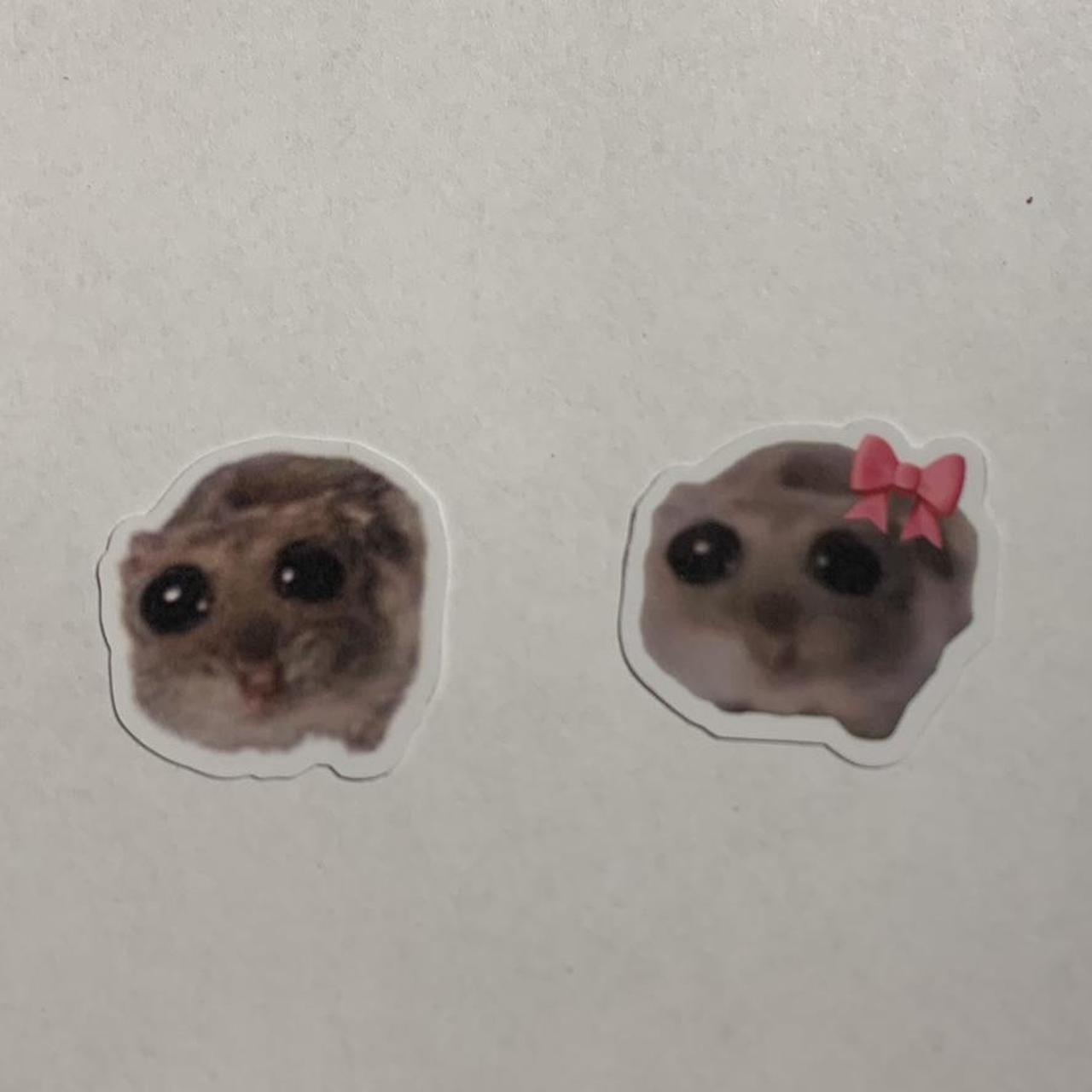 Handmade small crying hamster meme stickers You can... - Depop