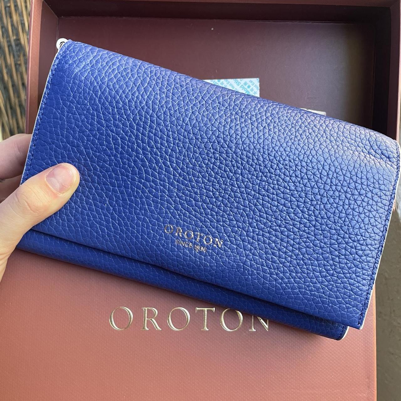 Blue Leather Oroton wallet Still in box with... Depop