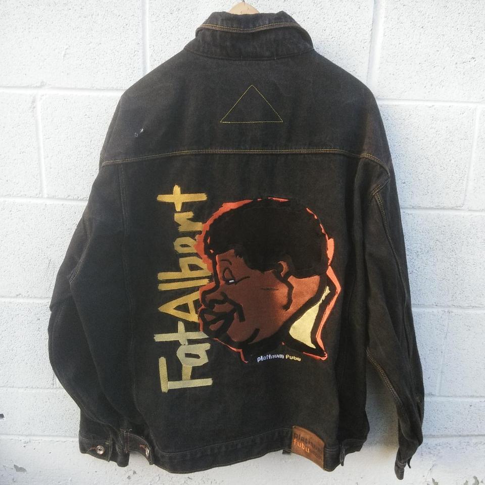 Platinum Fubu Fat Albert Black Jean Jacket Vintage - Depop