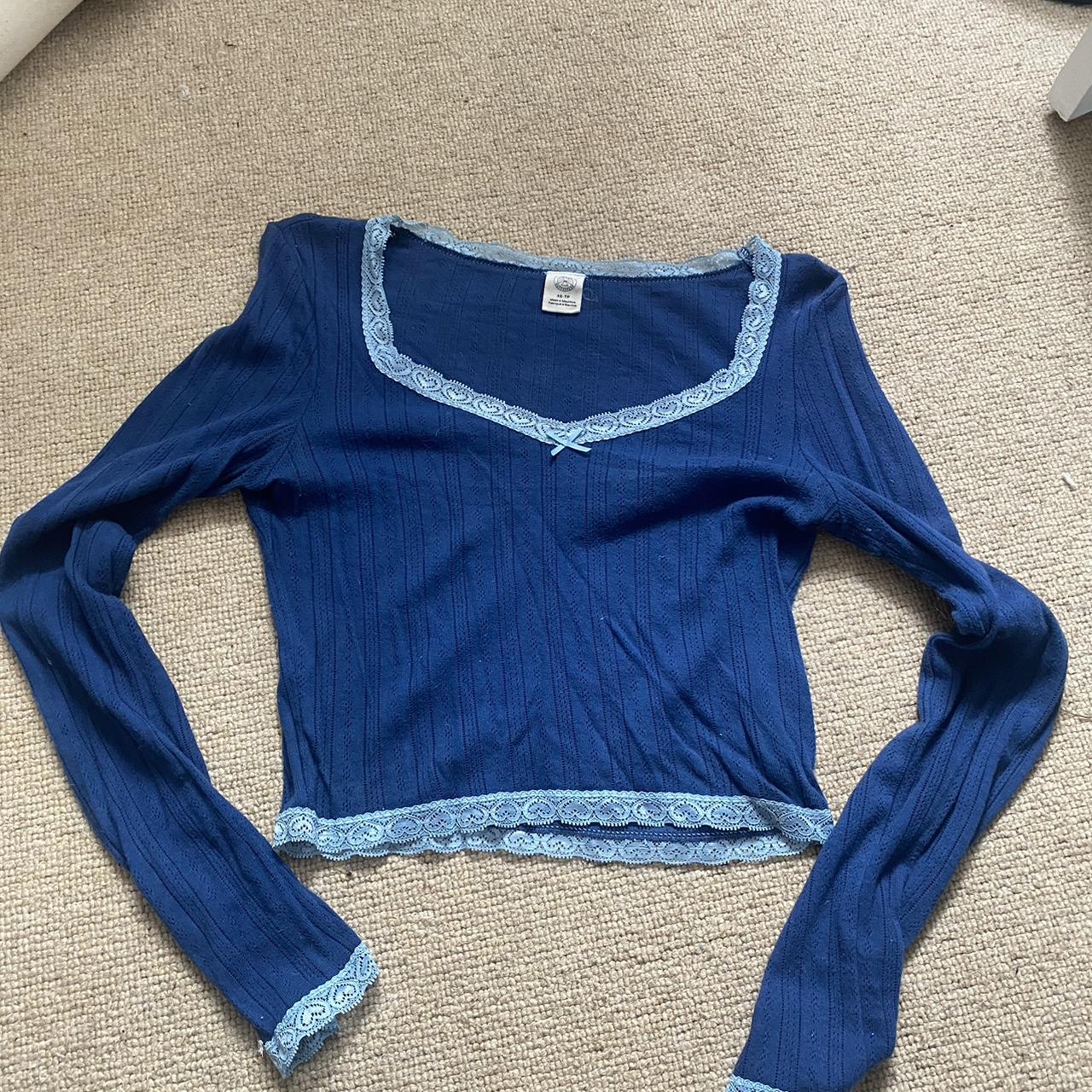 urban outfitter cropped long sleeve lace pointillé... Depop