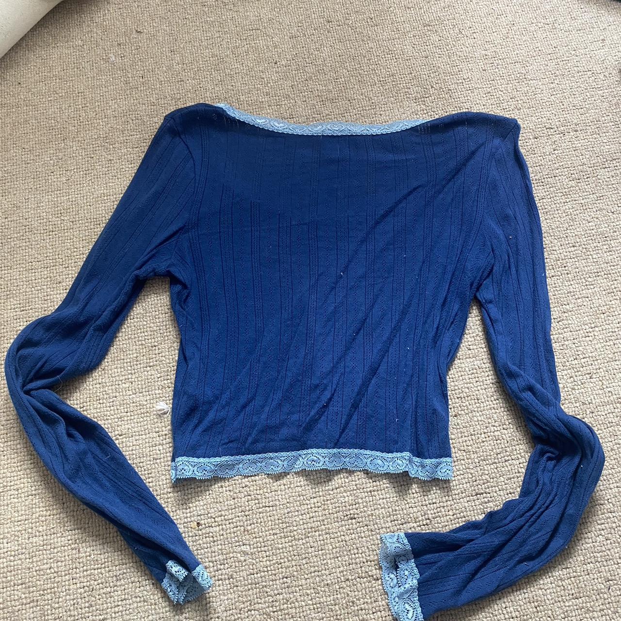 urban outfitter cropped long sleeve lace pointillé... Depop