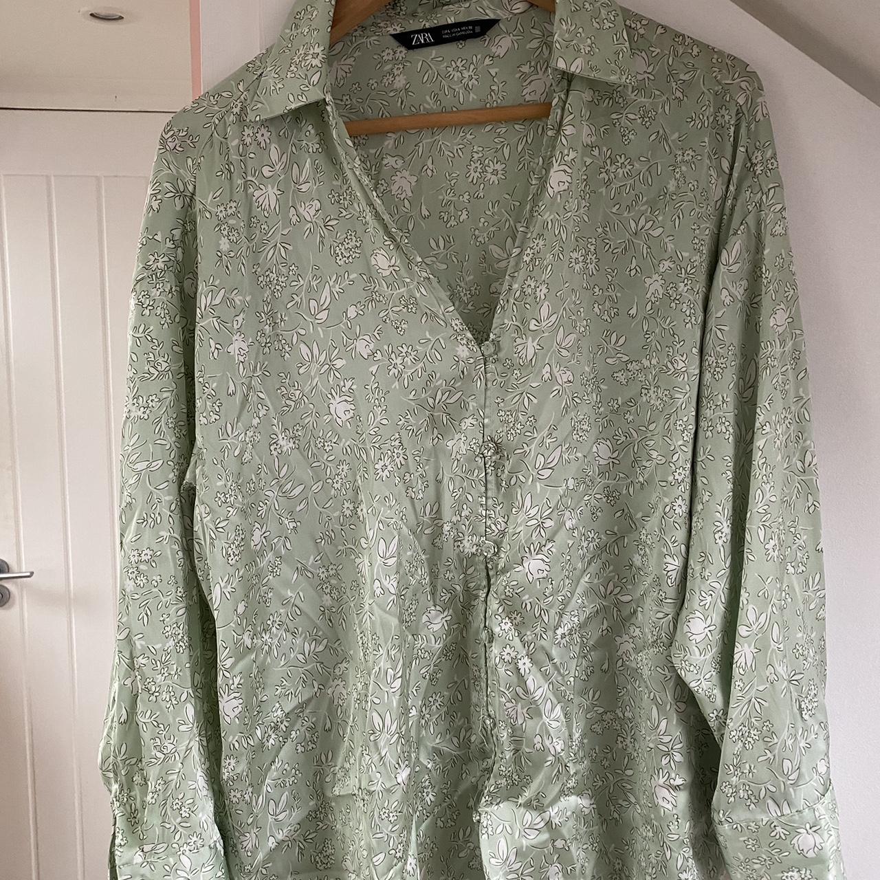 Mint green blouse zara online