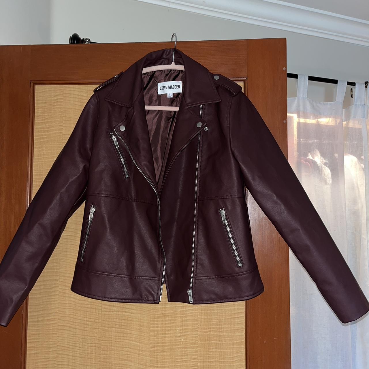 Maroon Steve Madden faux leather jacket - BRAND NEW... - Depop