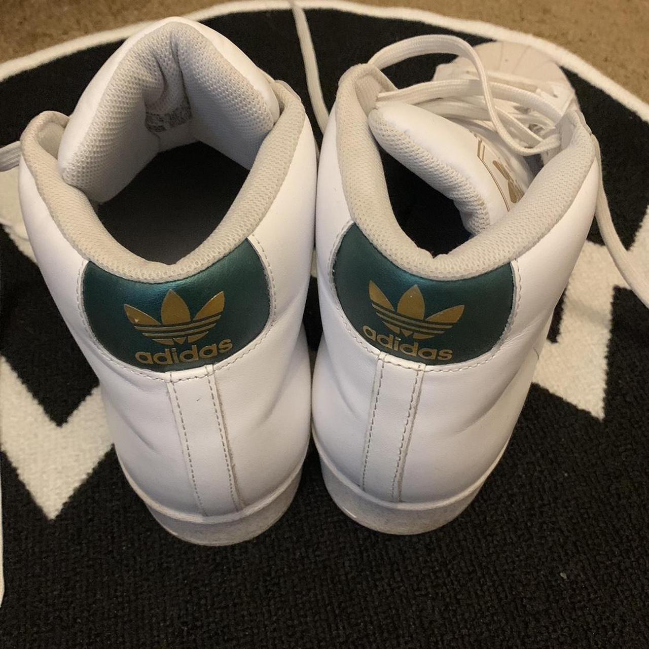 metallic green on white adidas pro models! as-is... - Depop