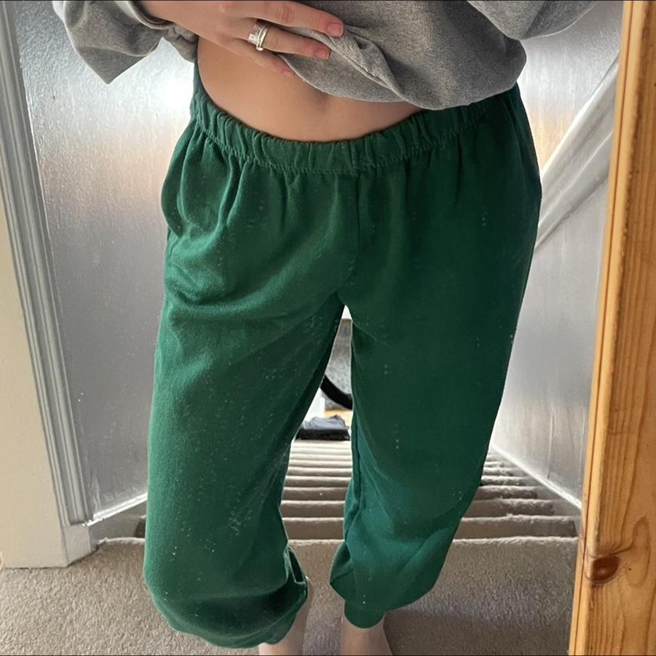 Green low rise joggers label says ‘basica 170’ seen... - Depop