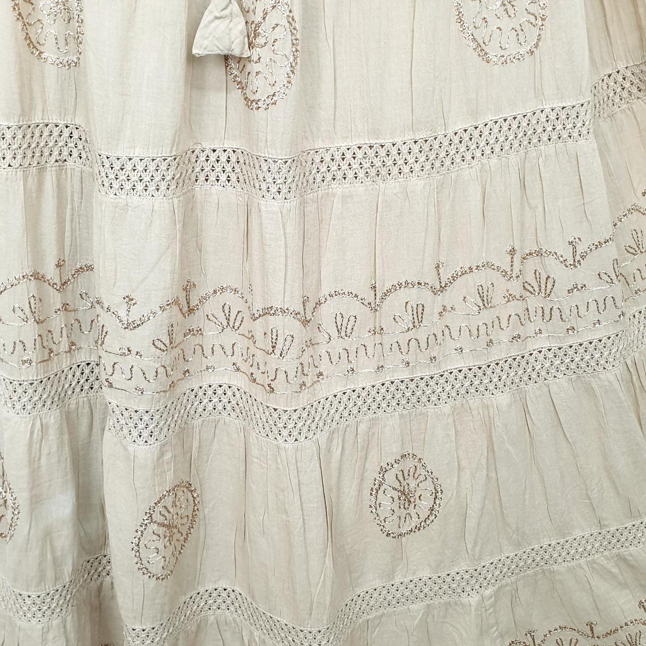 Beige/Stone Boho Cotton Maxi Skirt Five Tiered... - Depop