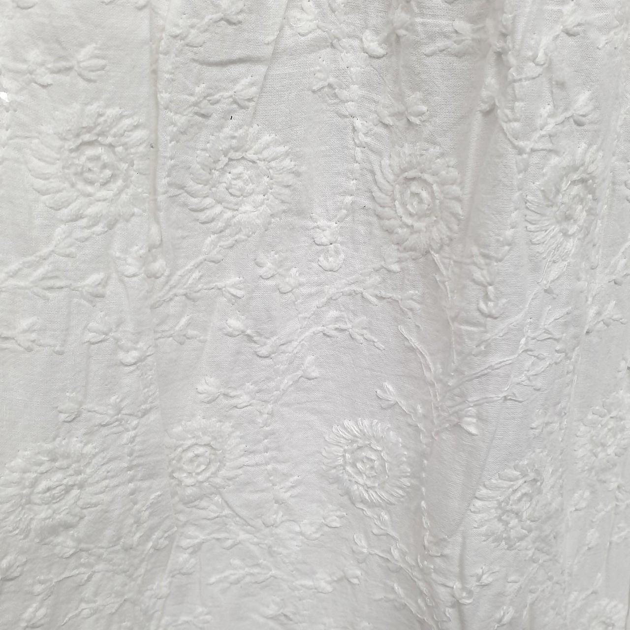 White cotton skirt. Tiered quality Embroidered... - Depop