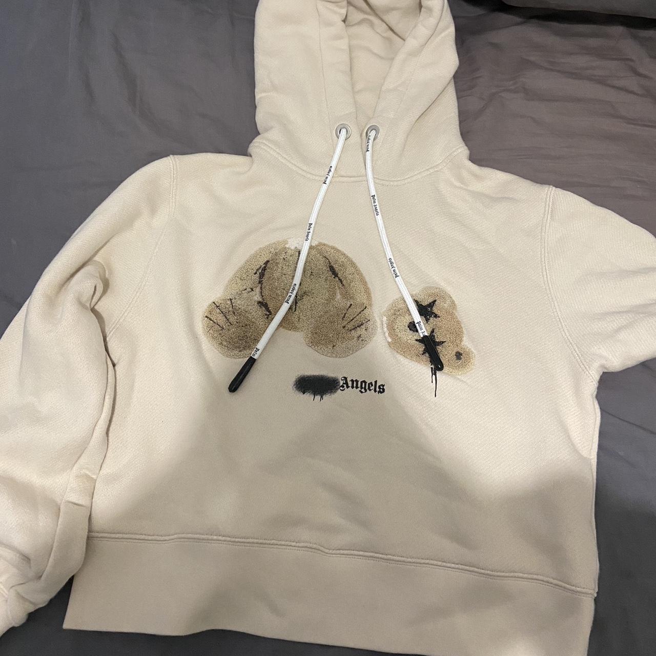 Cream Palms Angels Bear Hoodie Authentic Palm Angels Hoodie Cream