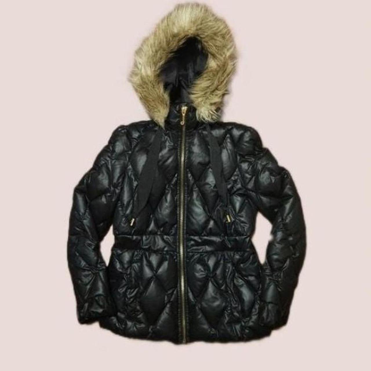 Juicy Couture fur hood puffer jacket Metallic... - Depop