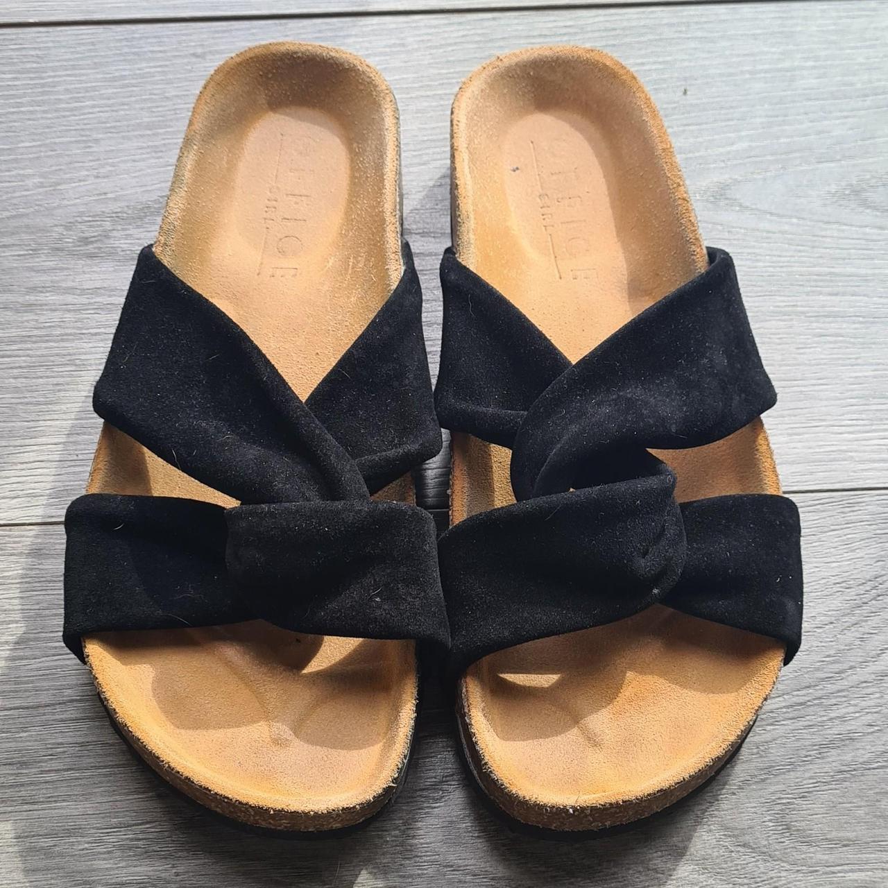 Office shoes UK5 sandals Black sued twist... Depop