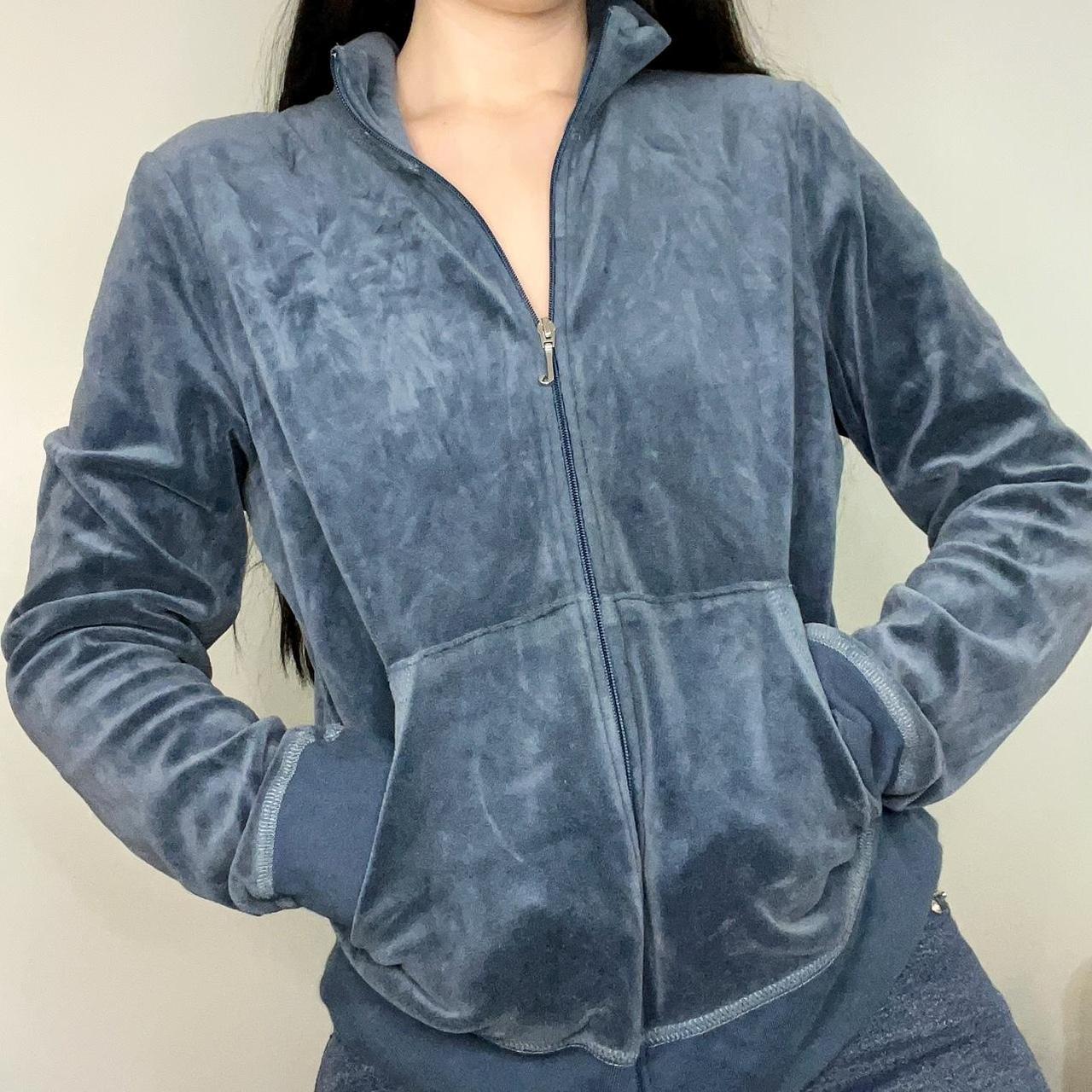 Juicy Couture Women's Blue and Pink Hoodie | Depop