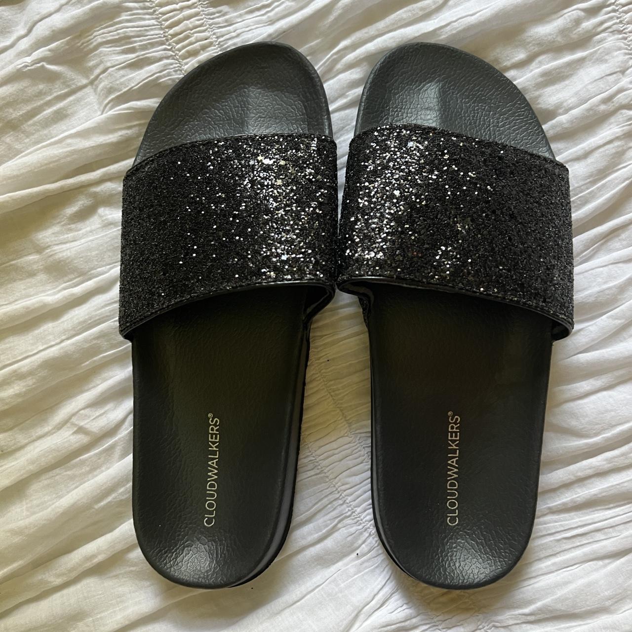 Black best sale sparkly slides