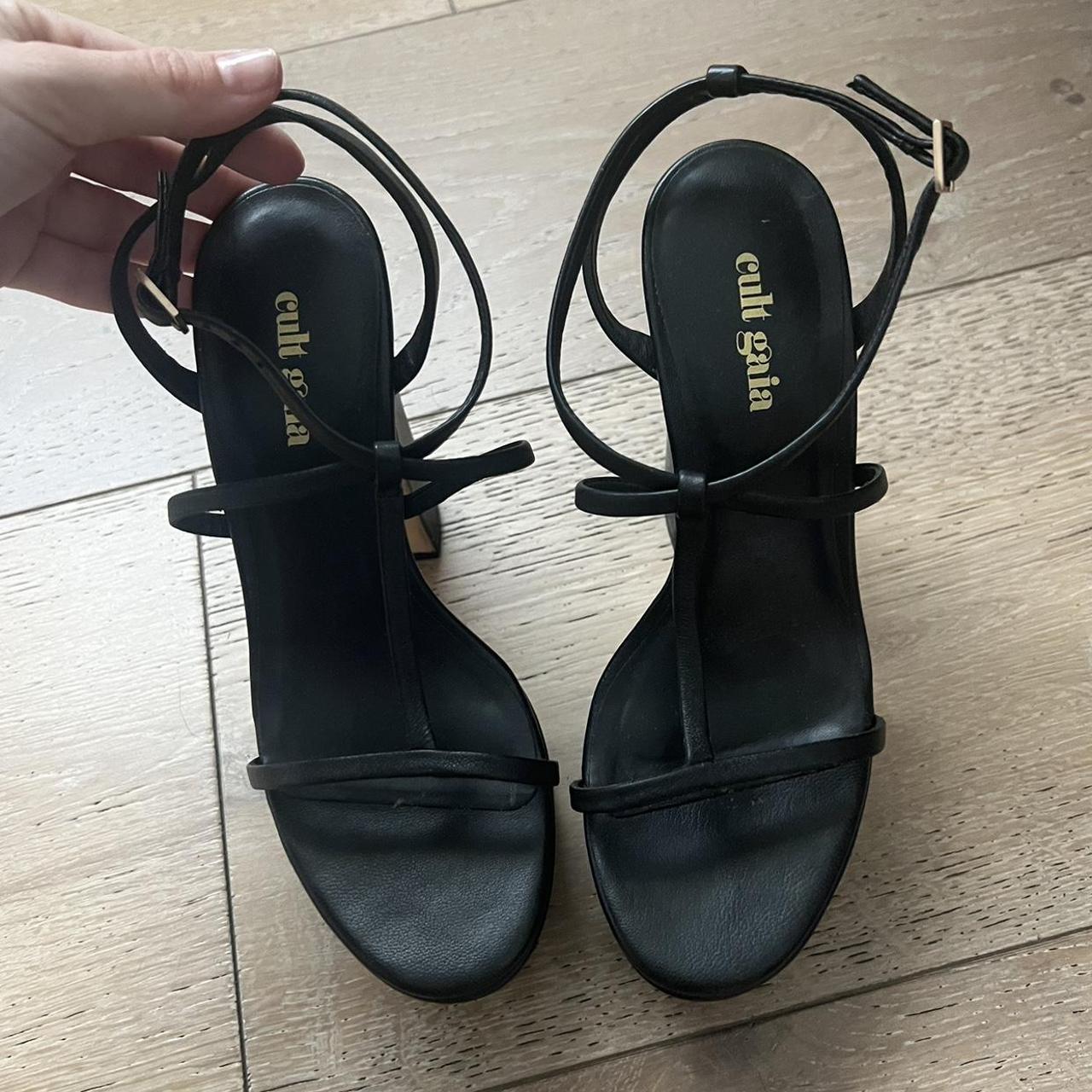 Cult Gaia black platform leather heels! Size 35 but... - Depop