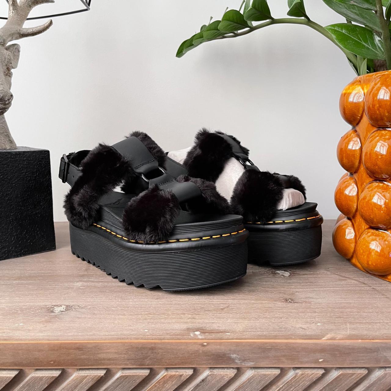 fuzzy doc martens sandals