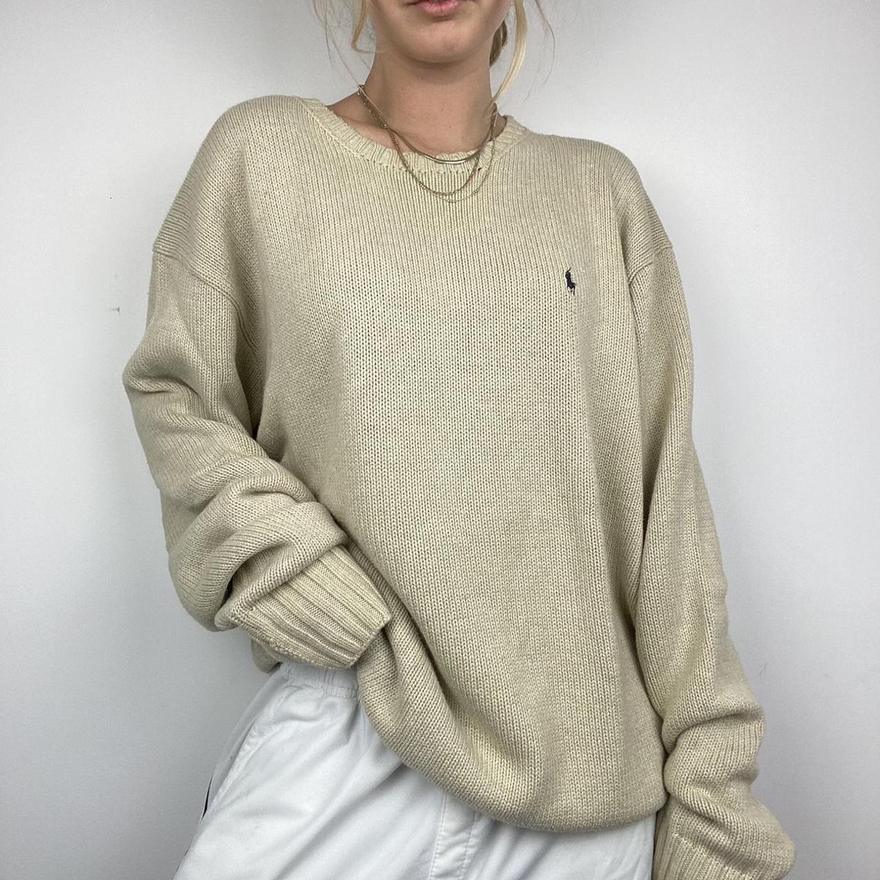 Ralph Lauren Women's Cream and Tan Jumper Depop