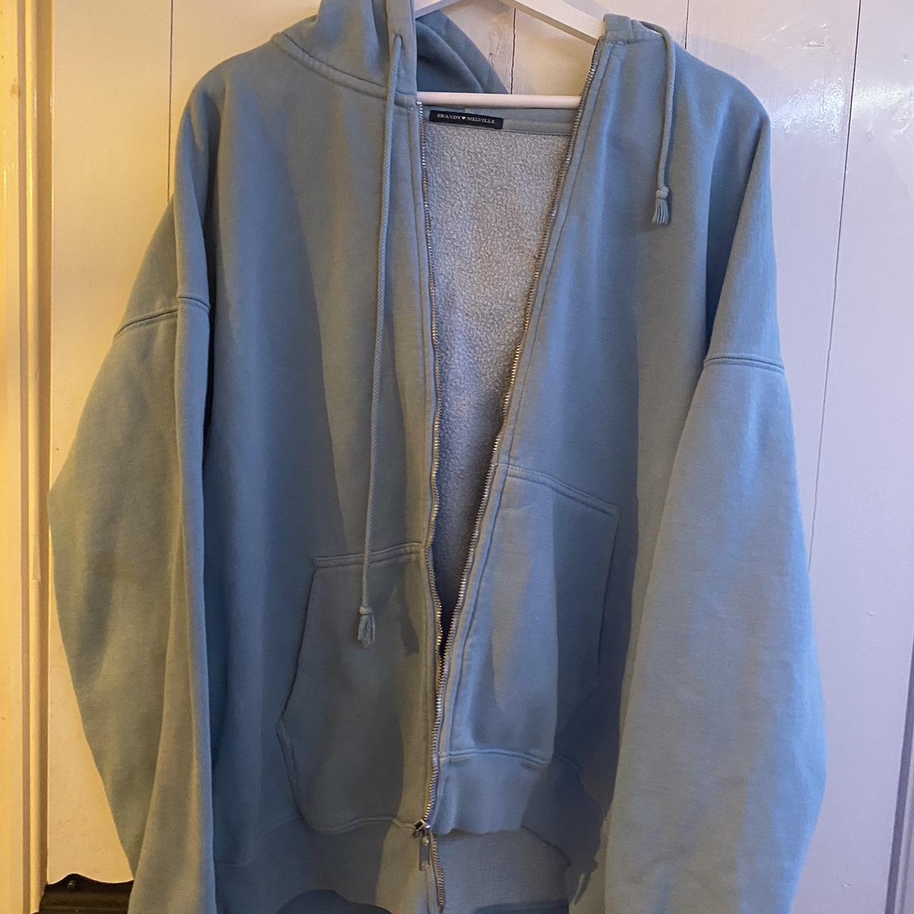 Brandy Melville Women's Blue Hoodie Depop