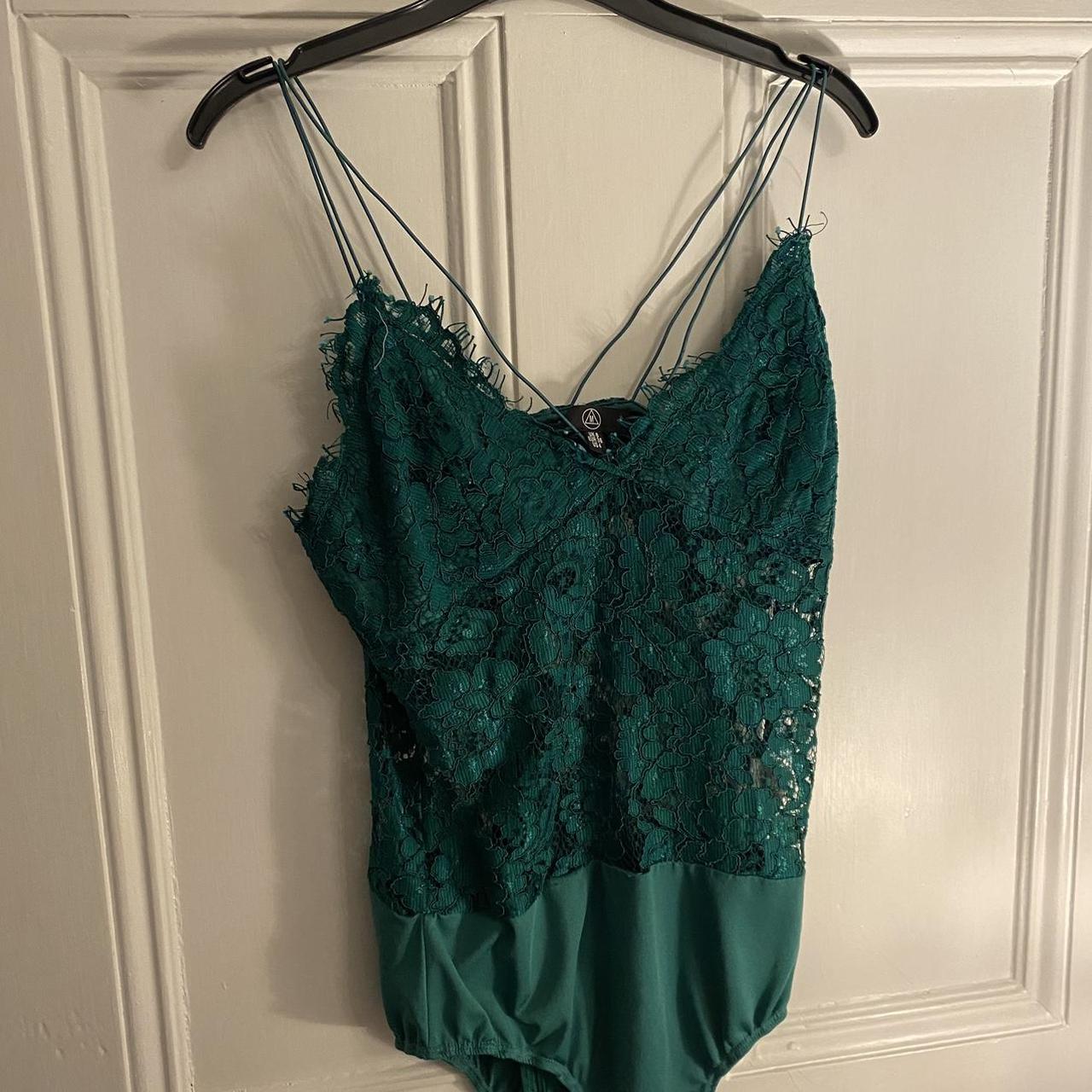 Green lace bodysuit Missguided Size 8 *one strap... Depop