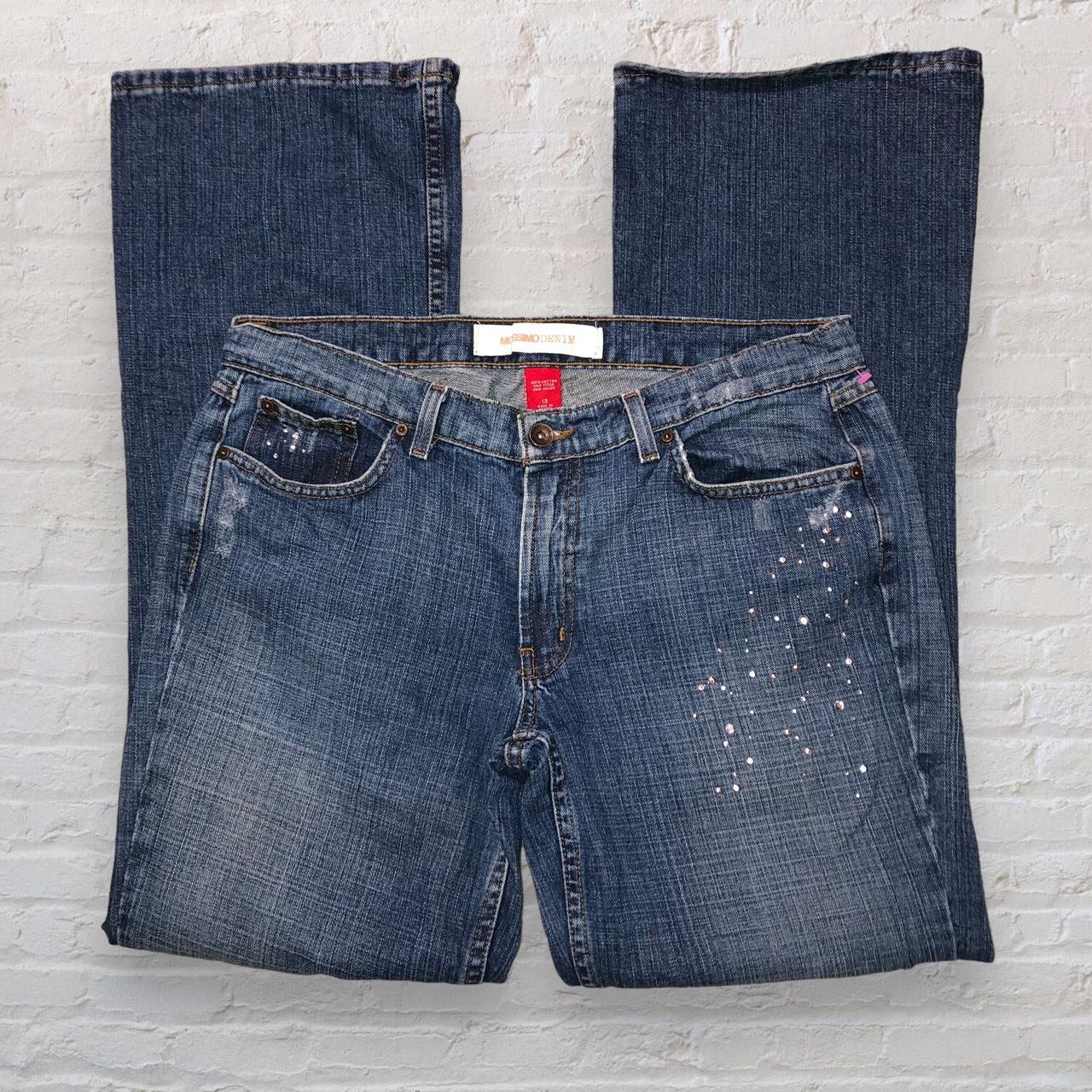Mid Rise Bootcut Jeans with Gems Cute lightly - Depop