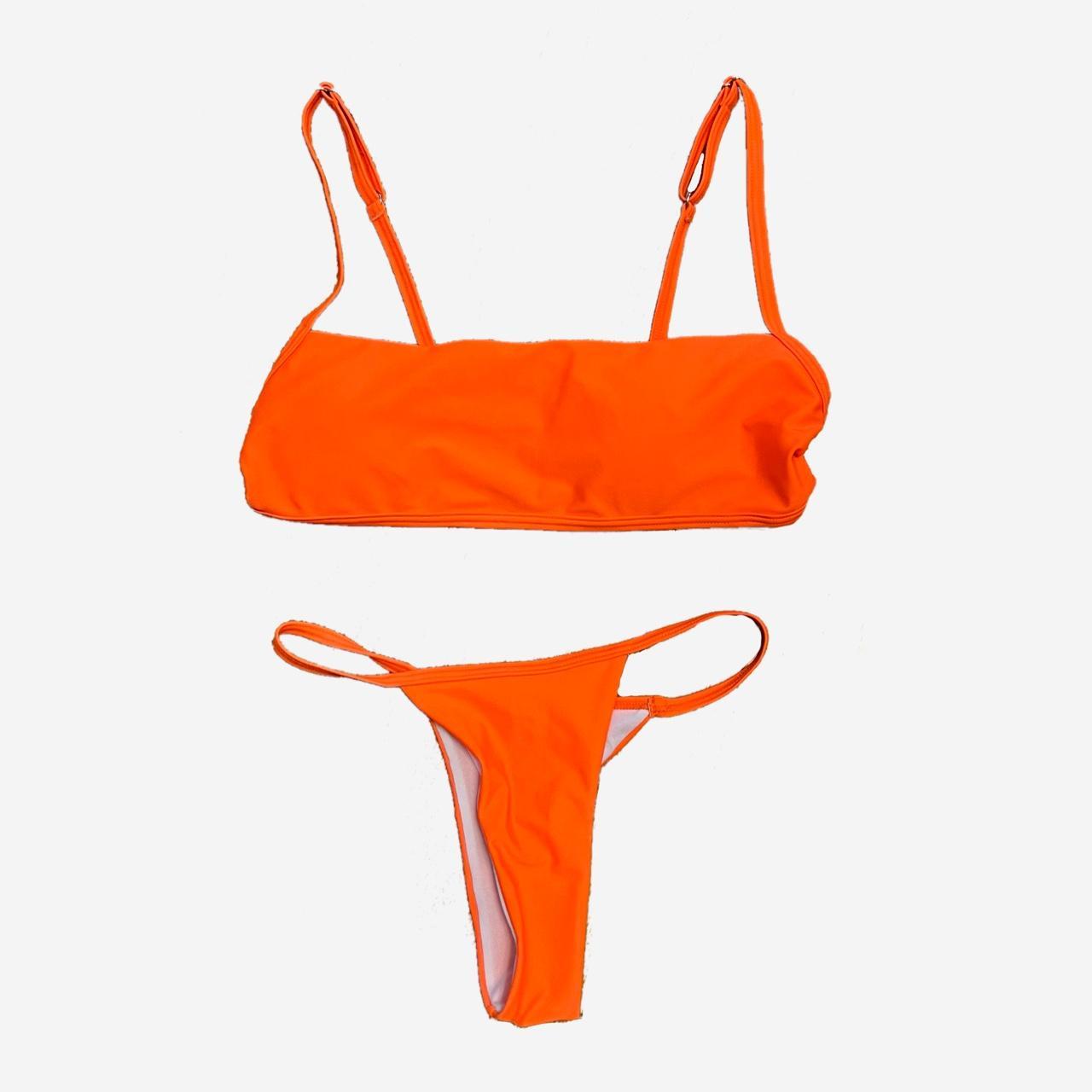 super fun neon orange bikini brand new, never... - Depop