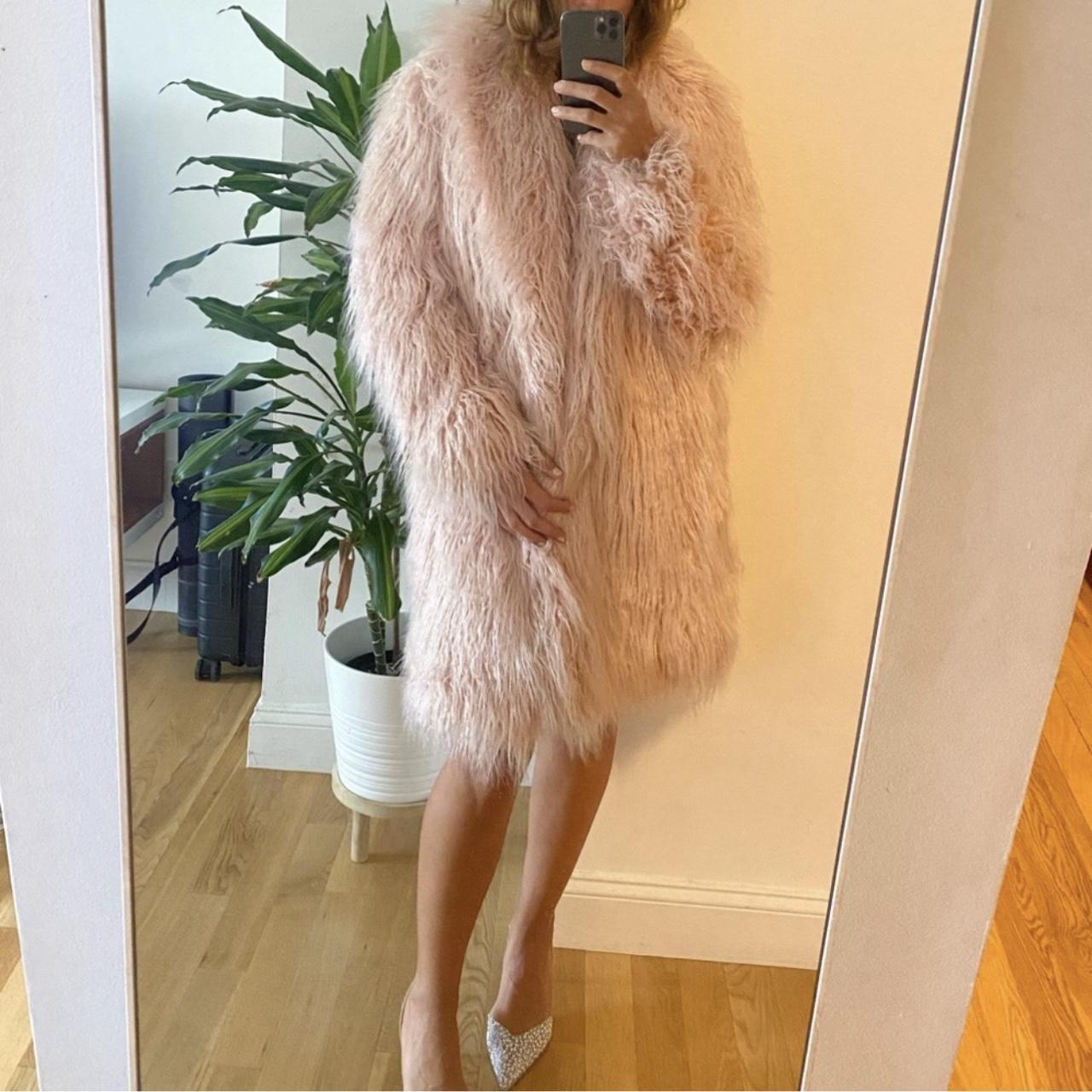 Guess faux fur coat deals pink