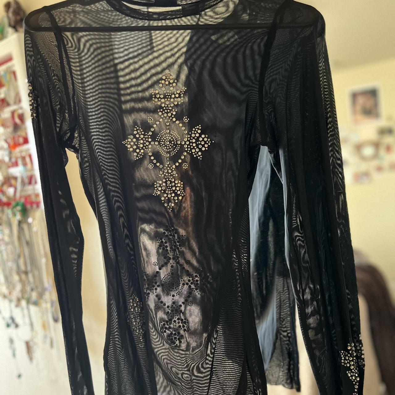 MESH Y2K BODYCON LONG SLEEVE 🤎fitted mesh long | Depop